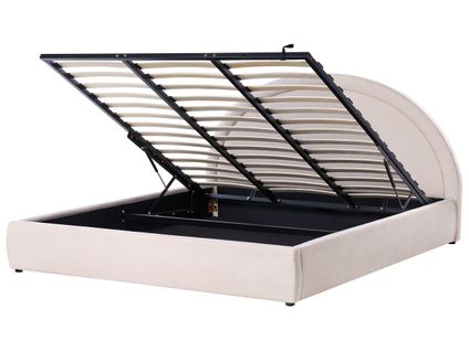 Lit Ottoman Tissu Mouzon 180 X 200 Cm Beige Clair