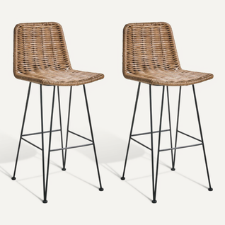 Lot De 2 Chaises De Bar Cassita Rotin Marron