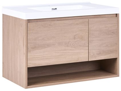 Meuble-lavabo Mural Avec Vasque Umayo Marron Clair