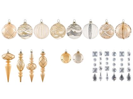 Lot De 35 Boules Bling Verre Doré