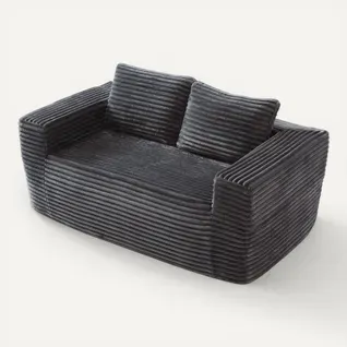 Canapé 2 Places, Canapé Compressé 160x88x58 Cm, Mousse Haute Densité, En Velours côtelé, Gris