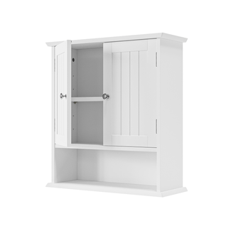 Armoire Murale 54.6x19.8x59.9cm, 2 Portes Battantes, 1 Niche, Mdf, Blanc, Gain De Place