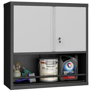 Armoire De Toilette Murale 76x30x78 Cm, Étagères, Rangement Sécurisé, 2 Portes, Métal, Noir+blanc