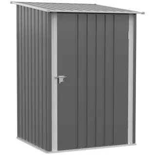 Armoire De Jardin En Acier Galvanisé 0,92 M² Verrouillable Toit Incliné Gris 100x103x160 Cm