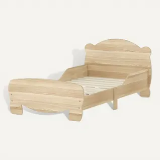 Lit Enfant 140x70 Cm, Avec Barrières De Sécurité, Lit Cabane En Bois, Bois Naturel
