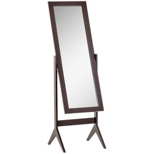 Miroir Sur Pied 47x46x148 Cm En Mdf Couleur Café, Verre Épais Et Inclinaison Réglable
