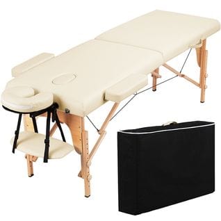 Table De Massage Portable Pliable À 2 Zones Crème