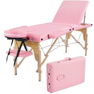 Table De Massage Pliable Lit De Massage 3 Zones Rose