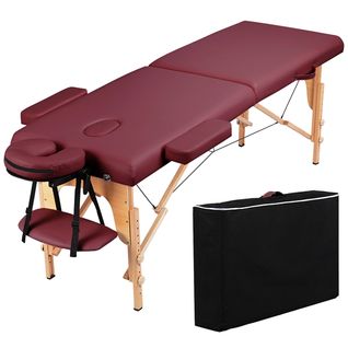 Table De Massage Portable Pliable À 2 Zones Bordeaux