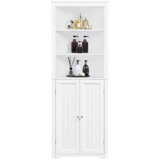 Meuble Colonne De Rangement D'angle Salle De Bain Placard Tablettes Réglables 60 X 31,5 X 163 Cm