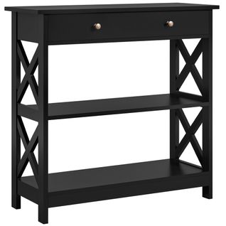 Table Console En Bois Avec 1 Tiroir Et 2 Étagères Ouvertes Table Console Polyvalente, Noir