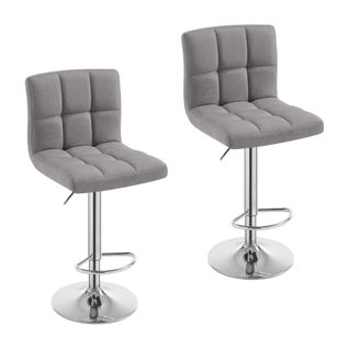 Lot De 2 Tabouret De Bar En Lin-Siège Bien Rembourré-Tabouret Pivotant-Gris Clair
