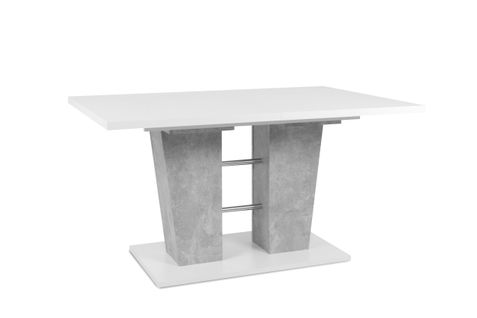 Table extensible L.140 à 180 cm LEXIE blanc et imitation béton