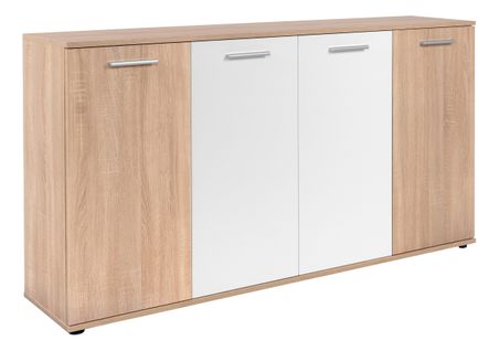 Buffet 4 portes TOLEDO décor chêne sonoma/blanc