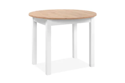 Table ronde allonge 100/140 DORA Imitation chêne et blanc