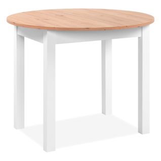 Table ronde extensible 100/140 DORA Imitation chêne et blanc