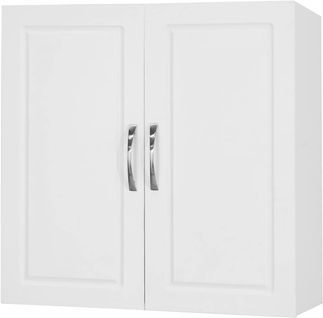 Salle De Bain Suspendue Placard Commode Murale – 2 Portes - Blanc, Frg231-w