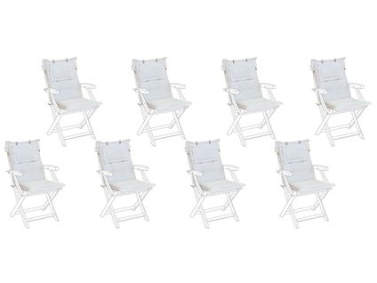 Set De 8 Coussins En Tissu Blanc Cassé Pour Chaises De Jardin Maui