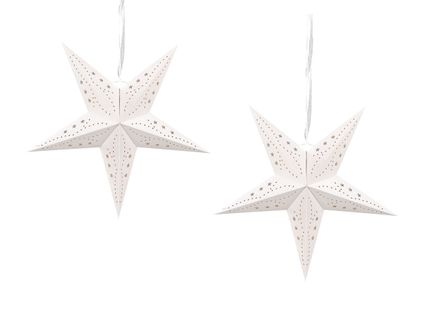 Lot De 2 Étoiles Décoratives LED 45 Cm En Papier Brillant Blanc Motti