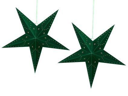 Lot De 2 Étoiles Décoratives LED 60 Cm En Papier Velours Vert Motti