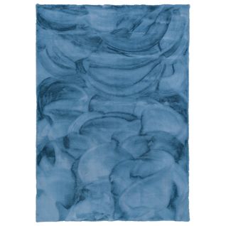 Tapis En Fourrure Plush 70x140cm Bleu