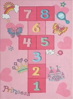 Happy Life Tapis Jeu Princesse, Rose, 120x160 Cm