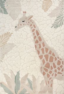 Tapis Jungle Kids Chambre Enfant 3d Résistant - Crème - 160x230 Cm