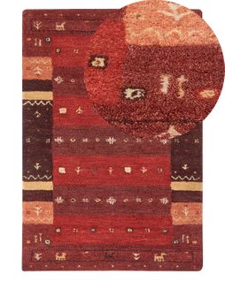 Tapis Gabbeh En Laine Rouge 140 X 200 Cm Sinanli
