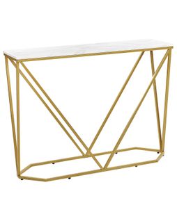 Console Effet Marbre Blanc Et Doré Hazen