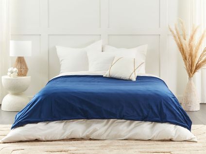 Housse De Couette Bleu Marine 150 X 200 Cm Rhea