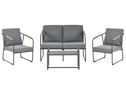 Ensemble De Salon De Jardin Avec Table 4 Places Vezzana Métal Gris