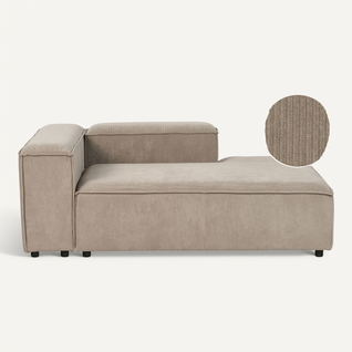Chaise Longue Côté Gauche Ardal Velours Côtelé Marron Clair