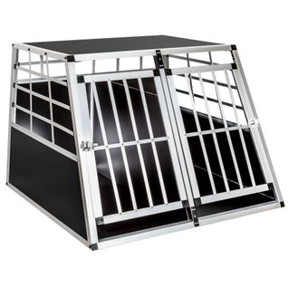 Cage De Transport Pour Chiens Double Sécurisée Avec Dos Droit Noir