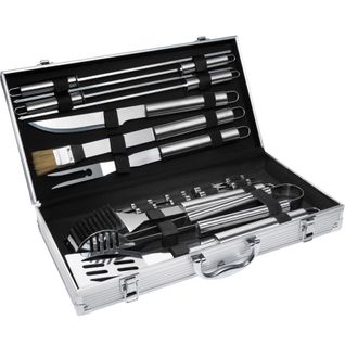 Ensemble 18 Pièces Coffret Couverts Barbecue En Acier Inoxydable Gris