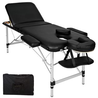Table De Massage Pliante 3 Zones Aluminium Portable + Housse - Noir