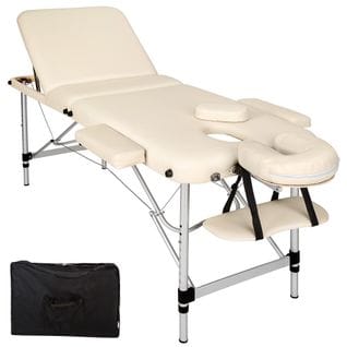Table De Massage Pliante 3 Zones Aluminium Portable + Housse - Beige