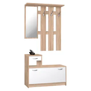 Vestiaire LIOMA imitation chêne et blanc