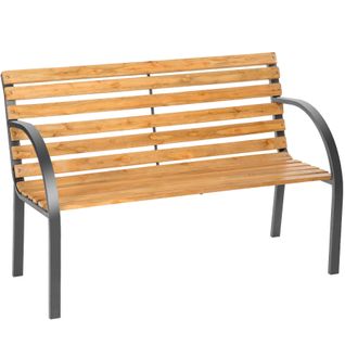 Banc De Jardin 2 Places En Bois Naturel Laqué Et Acier 119,5x 62x83cm