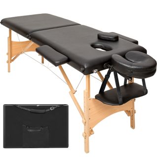 Table De Massage Pliante 2 Zones Bois, Cosmétique, Portable - Noir