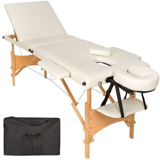 Table De Massage Pliante 3 Zones Bois, Cosmétique, Portable - Beige