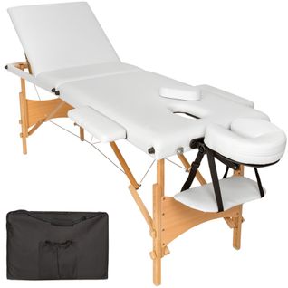 Table De Massage Pliante 3 Zones Bois, Cosmétique, Portable - Blanc