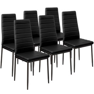 Ensemble De 6 Chaises De Salle à Manger Rembourrées Aspect Cuir Noir