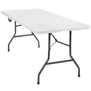 Table de jardin pliante, de réception, de camping en acier et en plastique 183 x 76 x 74 cm blanc