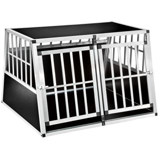 Cage De Transport Pour Chiens Double Sécurisée Avec Dos Incliné Noir