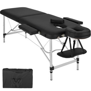 Table De Massage Pliante 2 Zones Aluminium Portable + Housse - Noir