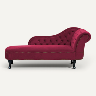 Méridienne Chesterfield Côté Droit En Velours Rouge Nimes