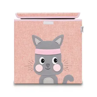 Boîte De Rangement En Tissu Pour Enfant "chat" Avec Couvercle