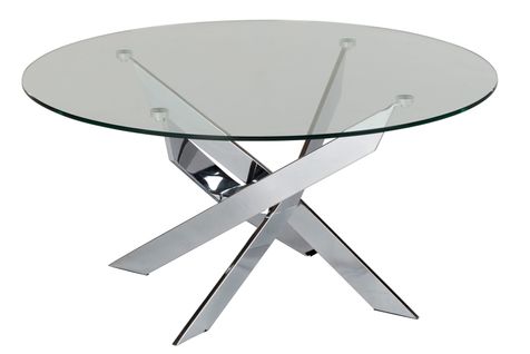 Table basse ronde PIVO Verre et Chrome