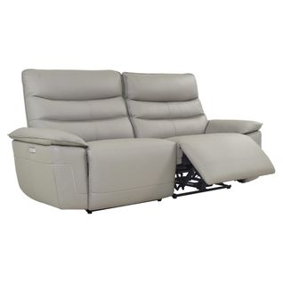 Canapé 3 places 2 relax électrique  EVOGG cuir et croûte taupe gris