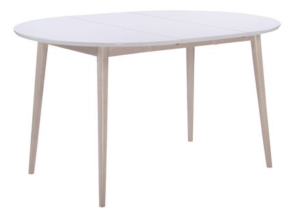 Table ronde + 2 extensions L.100 à 180 cm MALENA scandinave Bois et blanc